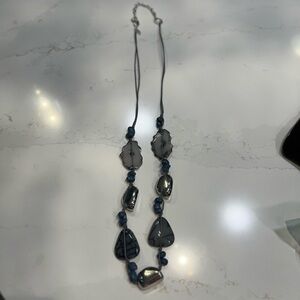 Elegant Navy Gray and Silver Necklace